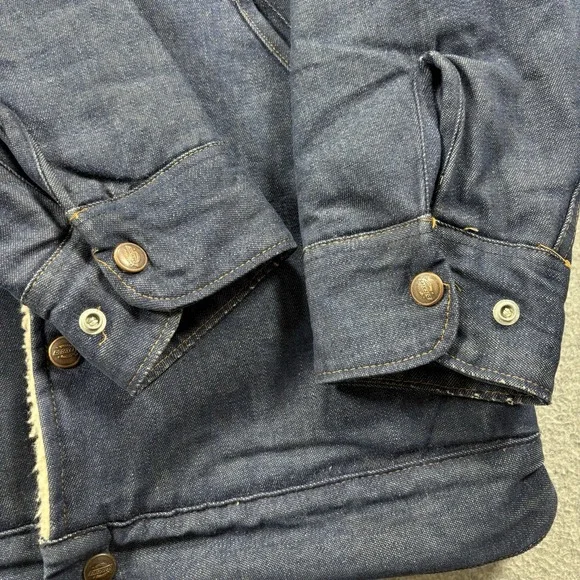 Vintage‎ Dickies Sherpa Lined Denim Jean Jacket Western Trucker Coat Mens Small